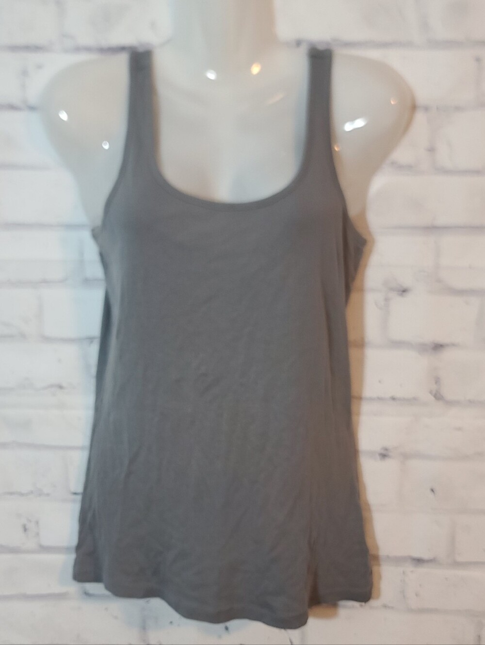 Faded Glory Women's Gray Scoop Neck 100% Cotton Jersey Tank Top, M